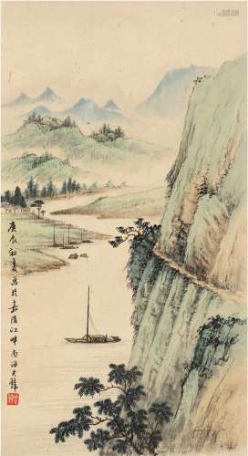 黄君璧（1898～1991） 湖山舟行图