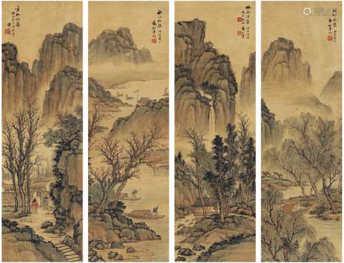 袁松年（1895～1966） 山水四景