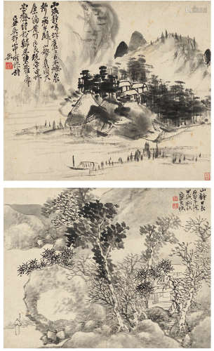 吴昌硕（1844～1927）、陆 恢（1851～1920） 溪山雨霁图·茂林幽居图
