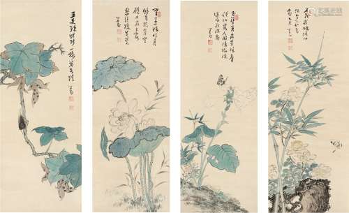 溥 儒（1896～1963） 花鸟四景