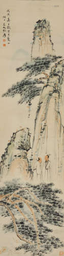 张大千 戊寅（1938） 松山高士 设色纸本 卷轴