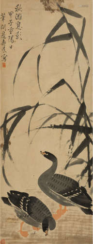 边寿民 甲子（1744） 芦雁 设色纸本 立轴