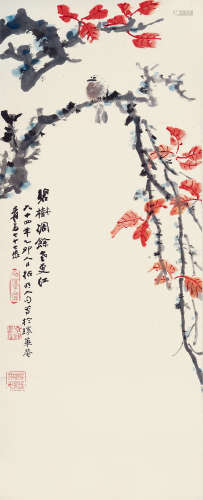 张大千（1899～1983） 碧树凋馀老更红 镜片 设色纸本