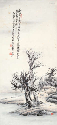 林散之（1898～1989） 荒寒古木图 立轴 设色纸本