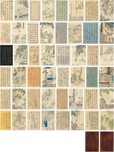 改 琦（1773～1828）绘，归懋仪（1762～1832）、廖云锦［清］、吴士超［清］等对题 红楼人物图二册