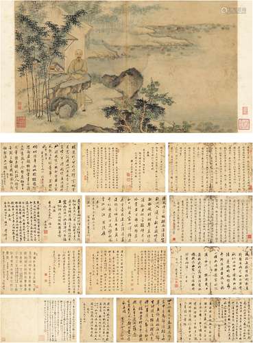 闵世倩［清］、邬 儁［清］、李筠嘉（1764～1826）、赵 柄［清］、李 燧（1753～1825）等跋，晴 园［清］画 残荷听雨图