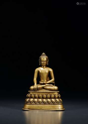明·铜鎏金释迦牟尼佛像
