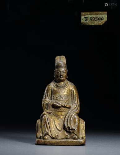 明·张乃燕旧藏铜鎏金文官像