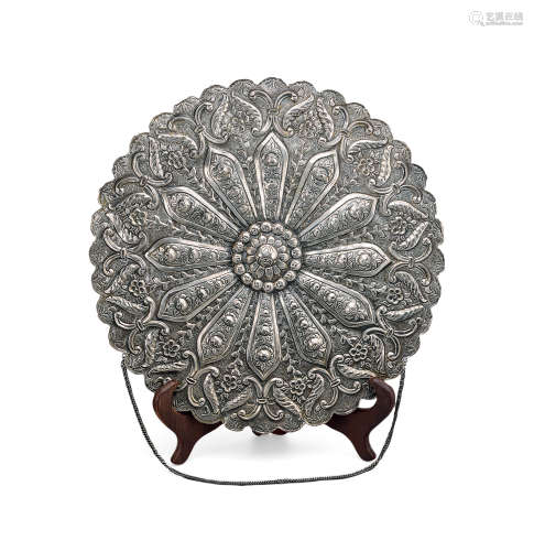 19世纪 银花卉镜