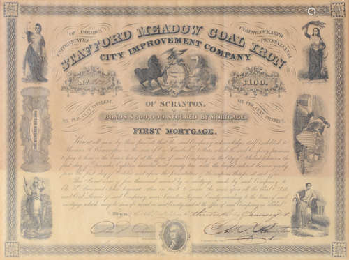 1858年 美国股票权证一张