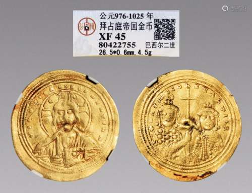 公元976-1025年，拜占庭帝国巴西尔二世金币