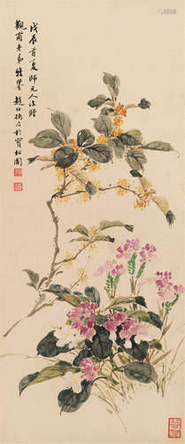 赵叔儒 1898年作 富贵花开 立轴 设色纸本