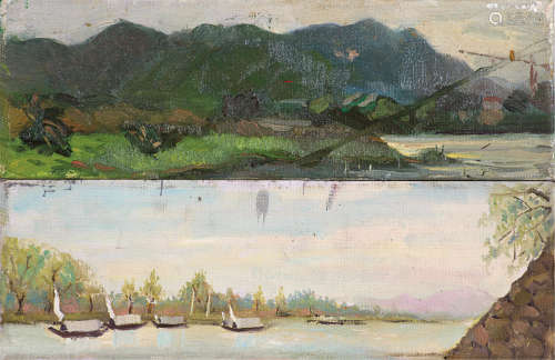 贺羽 2005年作 风景 （二幅） 布板 油画