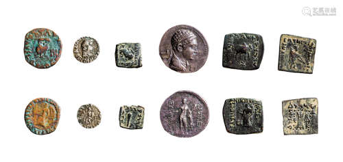 丝路 希腊巴克特里亚银、铜币 （一组六枚）
