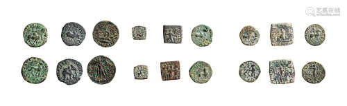 丝路 印度塞克王朝铜币 （一组九枚）