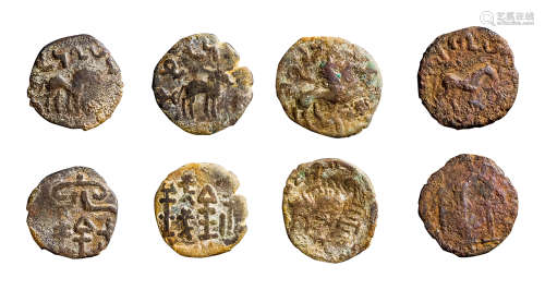 丝路 和田马钱六铢铜币 （一组四枚）