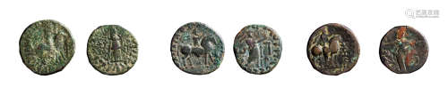 丝路 印度安息王朝铜币 （一组三枚）
