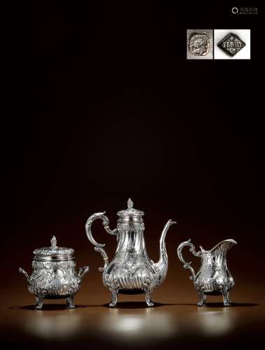 1880年制 费里（FERRY）纯银咖啡茶具 （三件套）