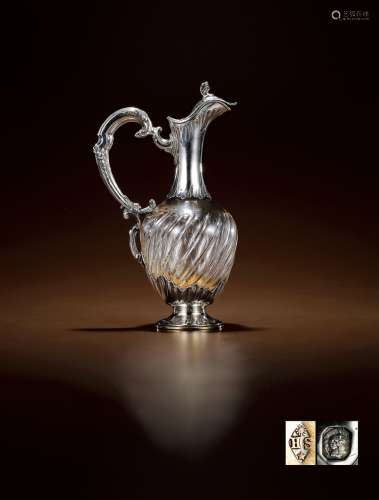 1890年制 纯银配水晶酒壶
