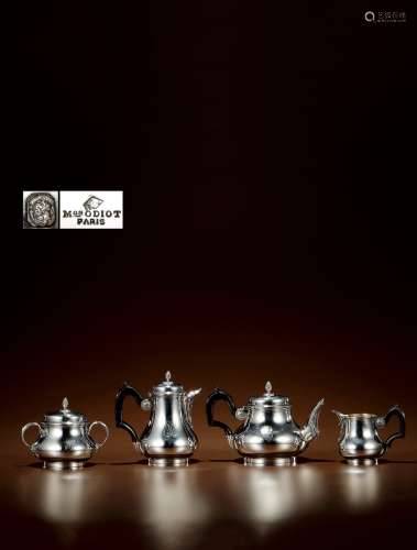 1906年制 奥迪欧（Odiot）纯银咖啡茶具 （四件套）