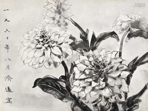 王济远（1893～1975） 1960年作 花卉 布面 水墨