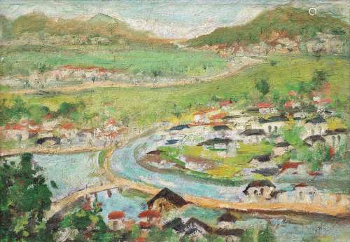 林达川（1912～1985） 乡村风景 布面 油画