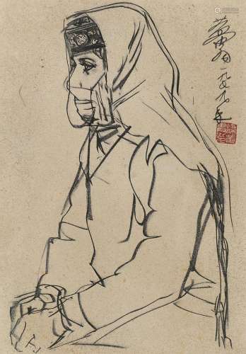 黄胄（1925～1997） 1979年作 塔吉克少女 纸本 素描