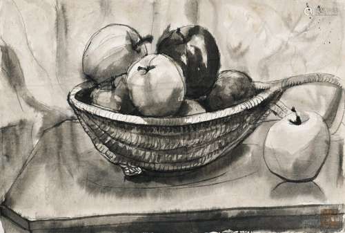 王济远（1893～1975） 水果篮 纸本 水墨
