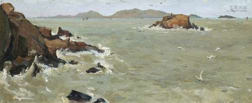 全山石（b.1930） 舟山观音岛 纸本 油画