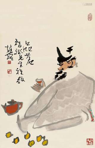 张桂铭（1939～2014） 品茗图 镜片 设色纸本
