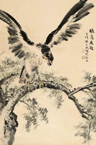 张守成（1918～2013） 雄鹰展翅 立轴 设色纸本