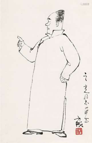 方成（b.1918） 相声演员 镜片 水墨纸本
