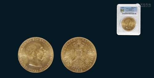 1915年奥匈帝国弗朗茨·约瑟夫一世像100克朗金币