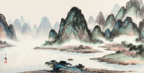 黄幻吾（1906～1985） 漓江春色 镜片 设色纸本