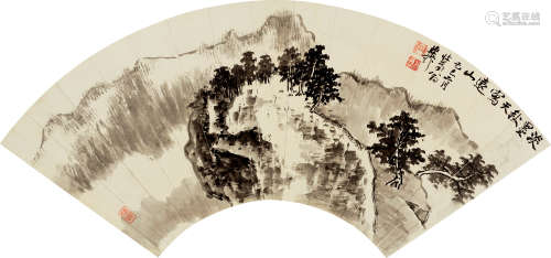 谢稚柳（1910～1997） 己巳（1989）年作 秋山图 扇面 水墨纸本
