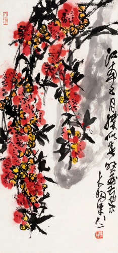 陈大羽（1912～2001） 癸酉（1993）年作 江南五月胜似春 镜片 设色纸本