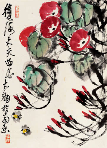 陈大羽（1912～2001） 牵牛图 立轴 设色纸本