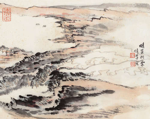 陆俨少（1909～1993） 晴麓横云 镜片 设色纸本