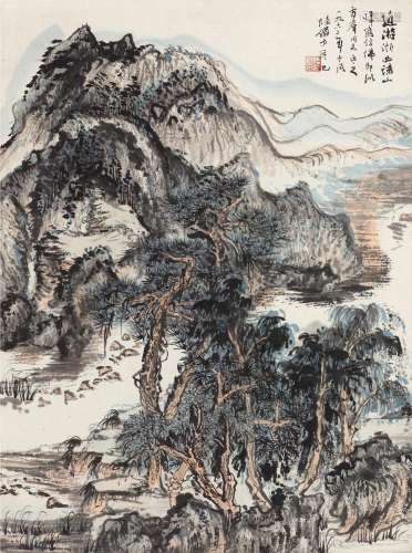 陆俨少（1909～1993） 1962年作 浙西小景 立轴 设色纸本