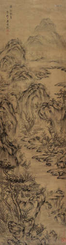 萧云从（1596～1673） 癸巳（1653）年作 松溪话旧 立轴 水墨绫本