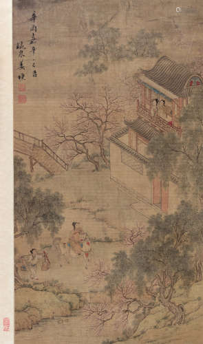 姜埙（1764～？） 辛酉（1801）年作 春色佳人 镜片 设色绢本