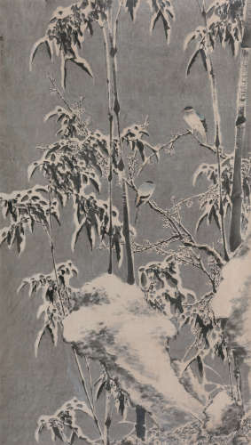 杨大临（明） 雪禽图 镜框 设色纸本