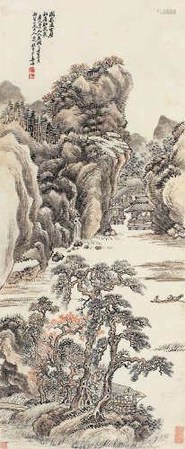 姜筠（1847～1919） 壬寅（1902）年作 松泉阁影 立轴 设色纸本