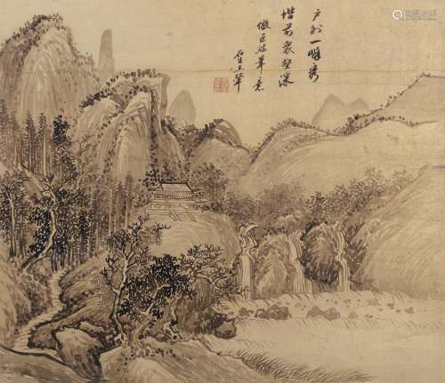 王翚（1632～1717） 壑深峰秀 镜片 水墨金笺