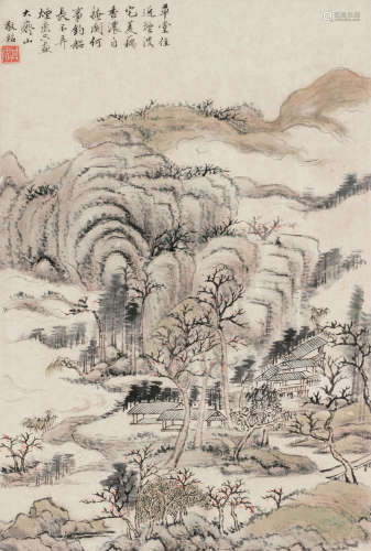 王敬铭（1668～1721） 仿大痴山水 立轴 设色纸本