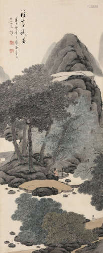 张崟（1761～1829） 辛巳（1821）年作 溪亭试茗 立轴 设色纸本