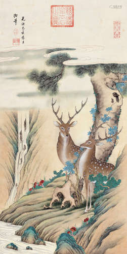 慈禧（1835～1908） 己亥（1899）年作 双禄图 立轴 设色绢本
