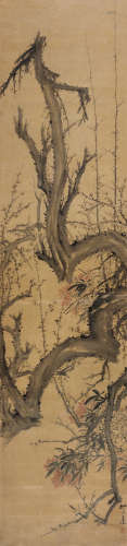 万上遴（1739～1813） 墨梅图 立轴 设色绫本