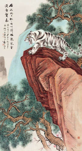 张大千（1899～1983）  张善孖（1882～1940） 癸酉(1933)年作 崛起图 立轴 设色纸本