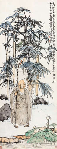 王震（1867～1938） 己巳（1929)年作 佛祖像 镜片 设色纸本
